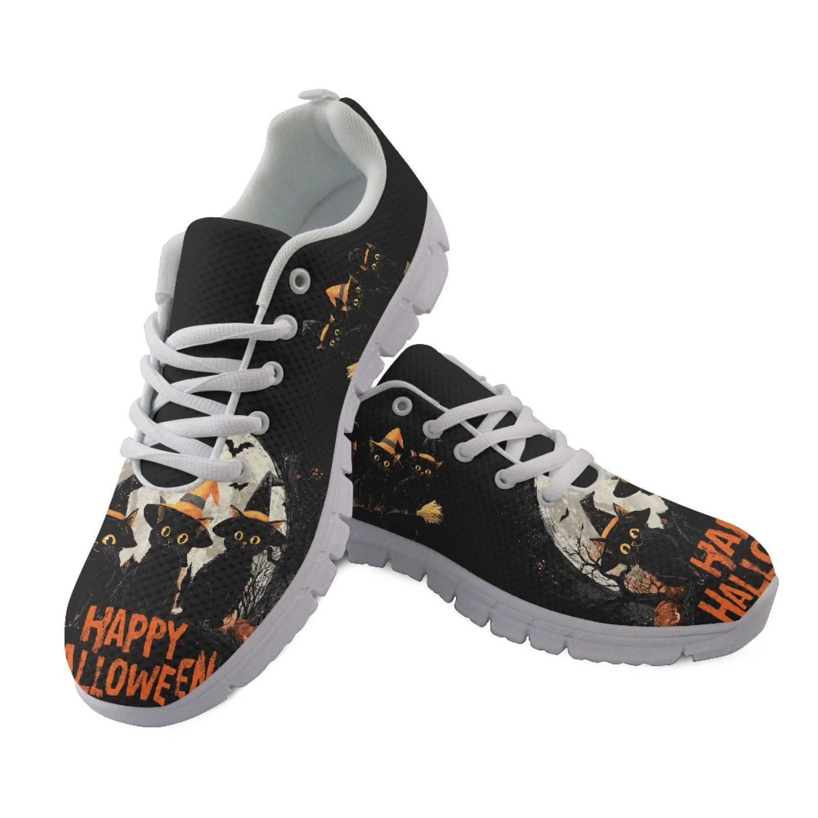 Coloranimal Black Cat Moon Anti-Slip Walking Shoes for Women Mesh & EVA Sole Women Running Shoes for Gym