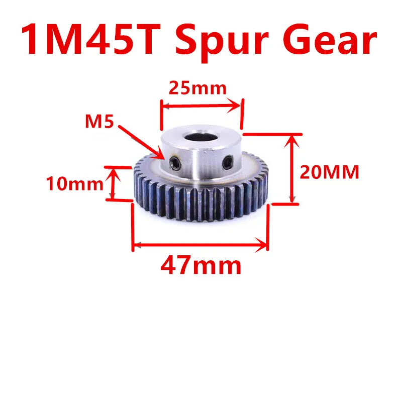 1PCS 1Mod Gear Rack steel 15*15*500mm + 1PCS 1M 45teeth Pinion Bore Hole 6/8/10/12mm Steel #45 Gear Metal Gear