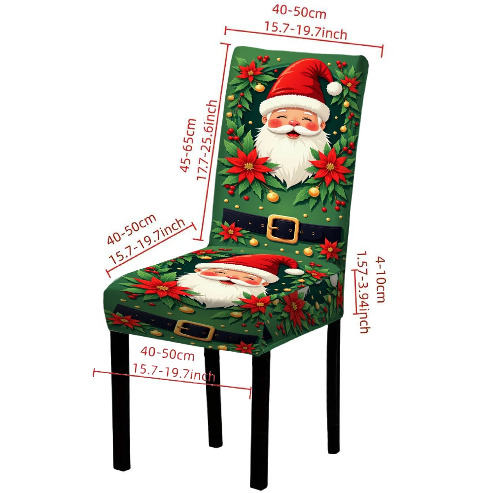 4/6 PCS Christmas Dining Room Chair Covers Removable Washable Kitchen Parsons Chair Covers Santa Claus Pattern Holiday Party