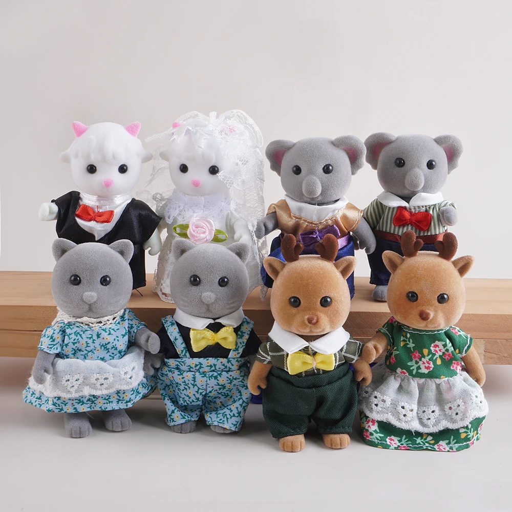 Puppenhaus Wald Familie 4Pcs Puppe Kaninchen Schafe Katze Tier Miniatur Möbel Set Pretend Spielen Simulation Puppe Haus Spielzeug Geschenk – Detail 2