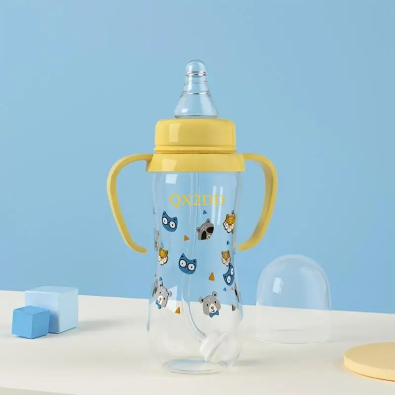 QX2D Newborn Baby Bottle with Handle Baby Milk Bottle Baby Bottles Pattern Random