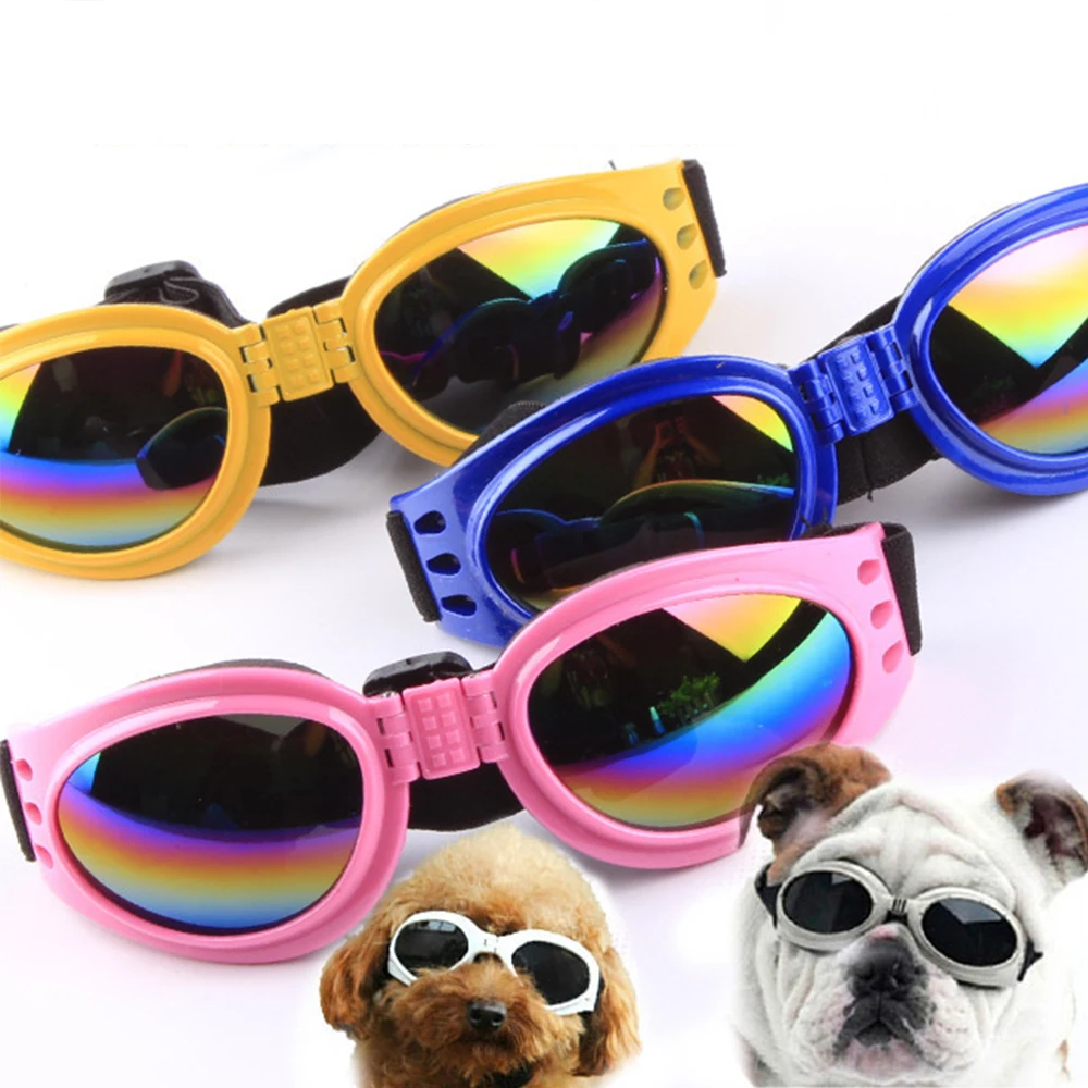 pet Dog Sunglasses Foldable Adjustable Collapsible Padded UV Protection Sunglasses Pet Accessories Motorcycle Glasses