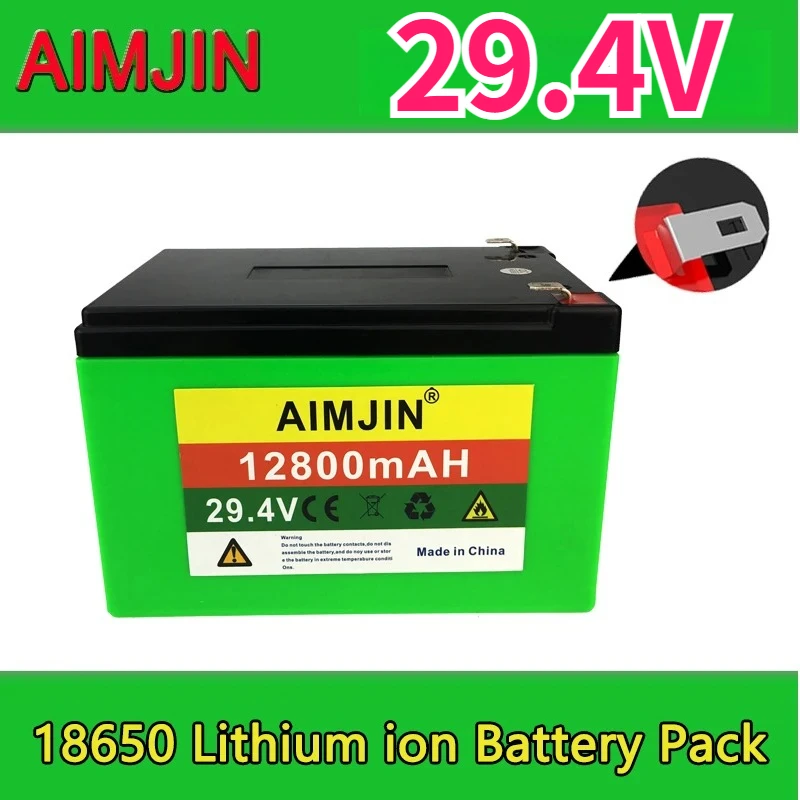 

29.4V 12.8Ah 18650 lithium 7S4P battery pack, with 20A BMS, suitable for spray children's toy cars, solar ready to use
