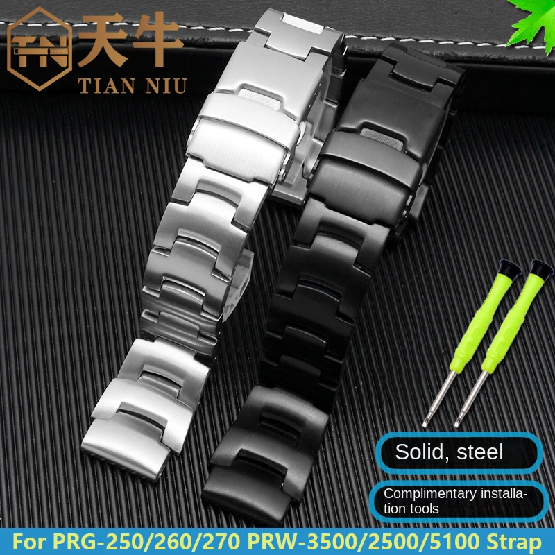 For Casio PRG-260/250 PRG-270 PRG-550 PRW-3500/2500/5100 series Watch Band Strap  Stainless Solid Steel Watchband 18mm bracelet