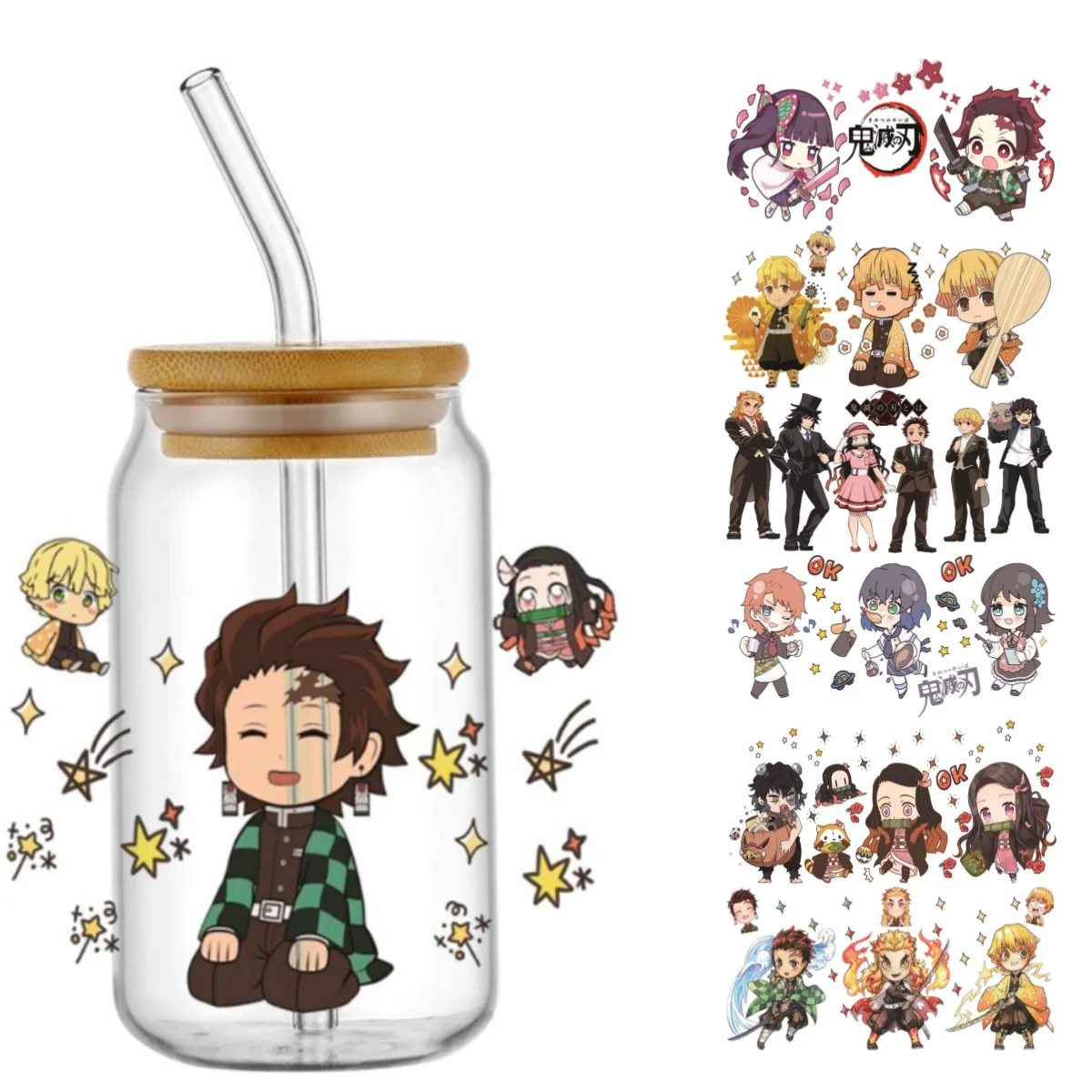 Miniso Sticker 3D Japanese Anime Characters Cartoon Couple 16oz UV DTF Cup Wrap Transfers Stickers DIY Mug Waterproof Decal