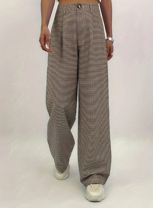 

Women's Trouser Commuting Fashion Suit Pants High Waisted Plaid Printed Straight Leg Pants Loose Versatile Casual Wide Leg Pants