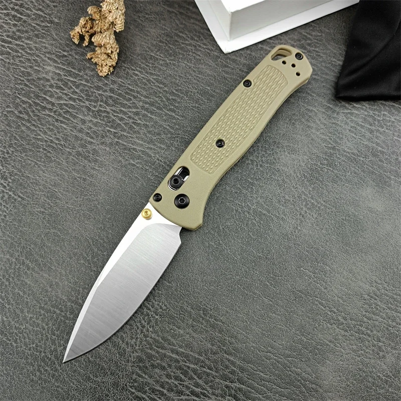 BM 535 Folding EDC Pocket Knife 440C Blade Khaki Nylon Fiber Handle High Quality Camping Outdoor Survival Utility Knives Tools