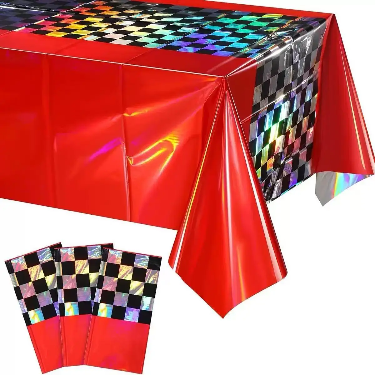 137x274cm Laser Racing Car Party Disposable Grid Tablecloth & Rectangular Mantel De Mesa Cover for Birthday Wedding Home Decor S