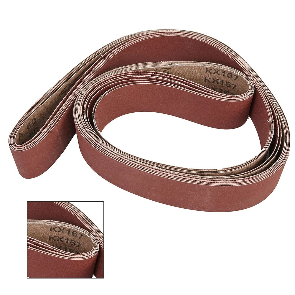 7pcs Large Sanding Belts Sandpapers Set, 2'' X 82'' 5mm X 2100mm, Belt Sander Polishing Papaer, Grit 60 80 100 120 180 240 320,