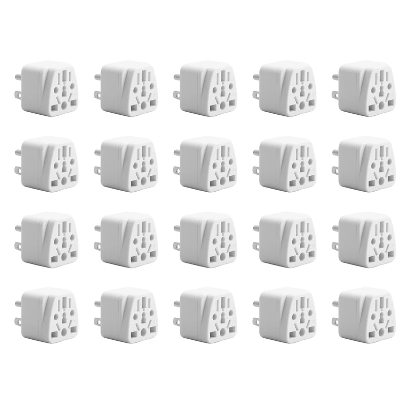 20X US Travel Plug Adapter EU/UK/AU/In/CN/JP/Asia/Italy/Brazil To USA (Type B),3 Prong USA Plug,Charger Converter White