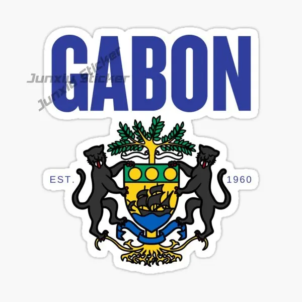 

GABON Flag Map PVC Sticker Coat of Arms Vinyl Car Decals for Motorcycle Helmet Camper Decor