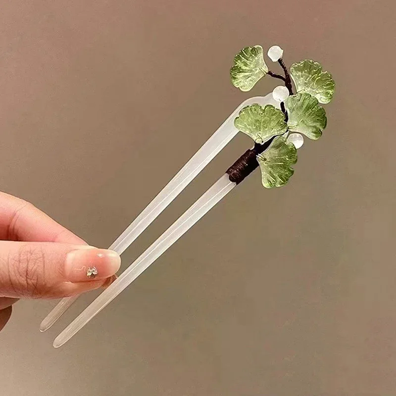 عصا شعر على شكل حرف U تتميز بزهرة الأكريليك ومشابك دبوس الشعر الصينية وإكسسوارات غطاء رأس الزفاف #6