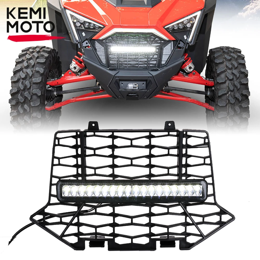 

Front Bumper Mesh Grille Grill Light with LED Light Bar Compatible with Polaris RZR PRO XP /XP 4 2020-2022 2023 UTV Accessories