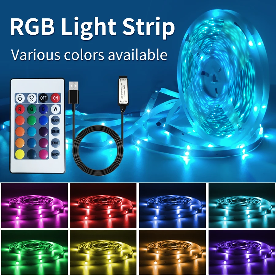 2M-15M 5V diody na wstążce LED USB SMD3535 taśma RGB z 24 klawiszem zdalny kontroler wystrój pokoju podświetlenie TV elastyczna dioda wstążka