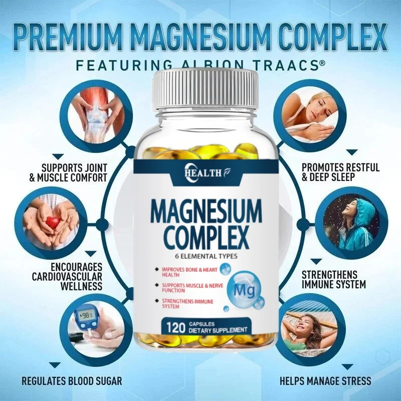 Magnesium Complex Citrate Malate Taurate Bone Supplement for Sleep Leg Cramps Muscle Relaxation Improve Heart Healthy