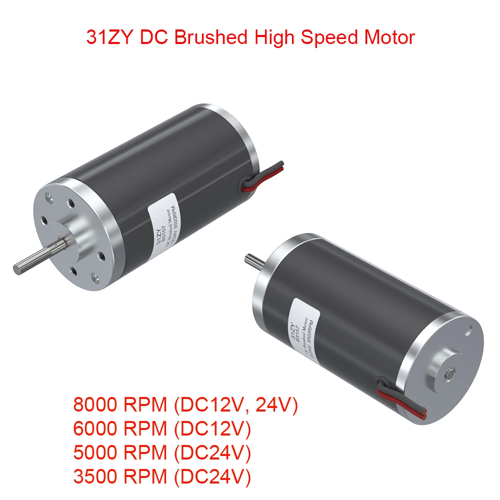 

31ZY 15W 12V 24V 3500 5000 6000 8000RPM High Speed DC Brushed Micro Mini Motor CW/CCW Permanent Magnet DIY Robot Electric Tool