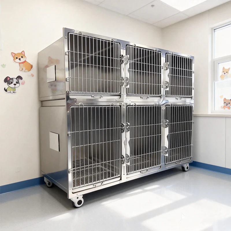 Solid Pattern Breathable Stainless Steel Dog Cat Kennel Foster Breeding Veterinary Cabinet for Pet Shops