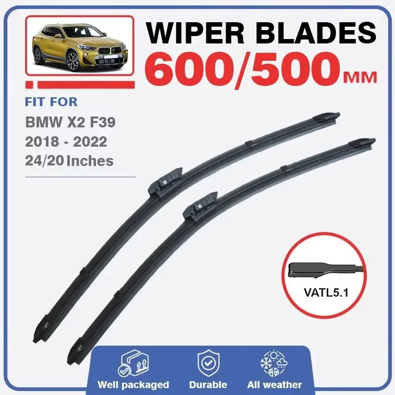 For BMW X2 F39 2017 - 2023 M Sport 2pc Front Wiper Blades Windshield Windscreen Window Car Accessories xDrive25e sDrive18i M35i