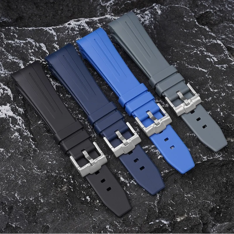22mm Curved End TPU Rubber Silicone Watch Band For Swatch X Blancpain Fifty Fathoms Five Ocean Waterproof Watch Strap With tools
