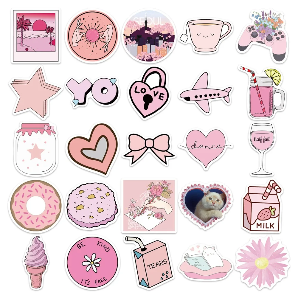 10/30/50PCS Pink Dudu Cute Girl Heart Graffiti Personality Trend Guitar Sticker Water Cup Computer Suitcase Sticker Wholesale