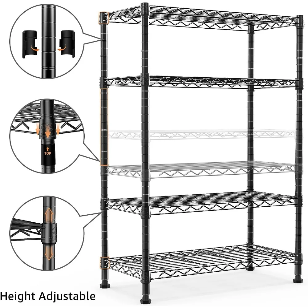 Mzg Opbergplanken Stalen Heavy Duty 4-Tier Utility Planken Unit Stalen Organizer Rooster Voor Thuis, Keuken, Kantoor