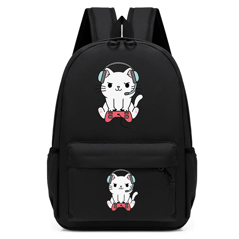 Mochila con estampado de gato para niños y estudiantes, morral escolar de Anime para guardería, a la moda, novedad