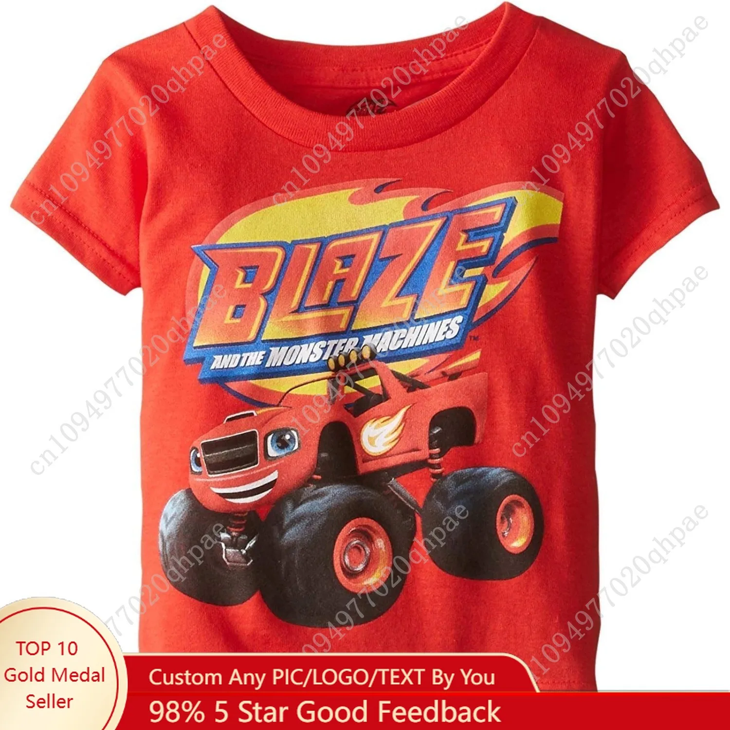เสื้อยืดแขนสั้นเด็กผู้ชาย Blaze and the Monster Machines โดยนิคเคิลโอดิออน