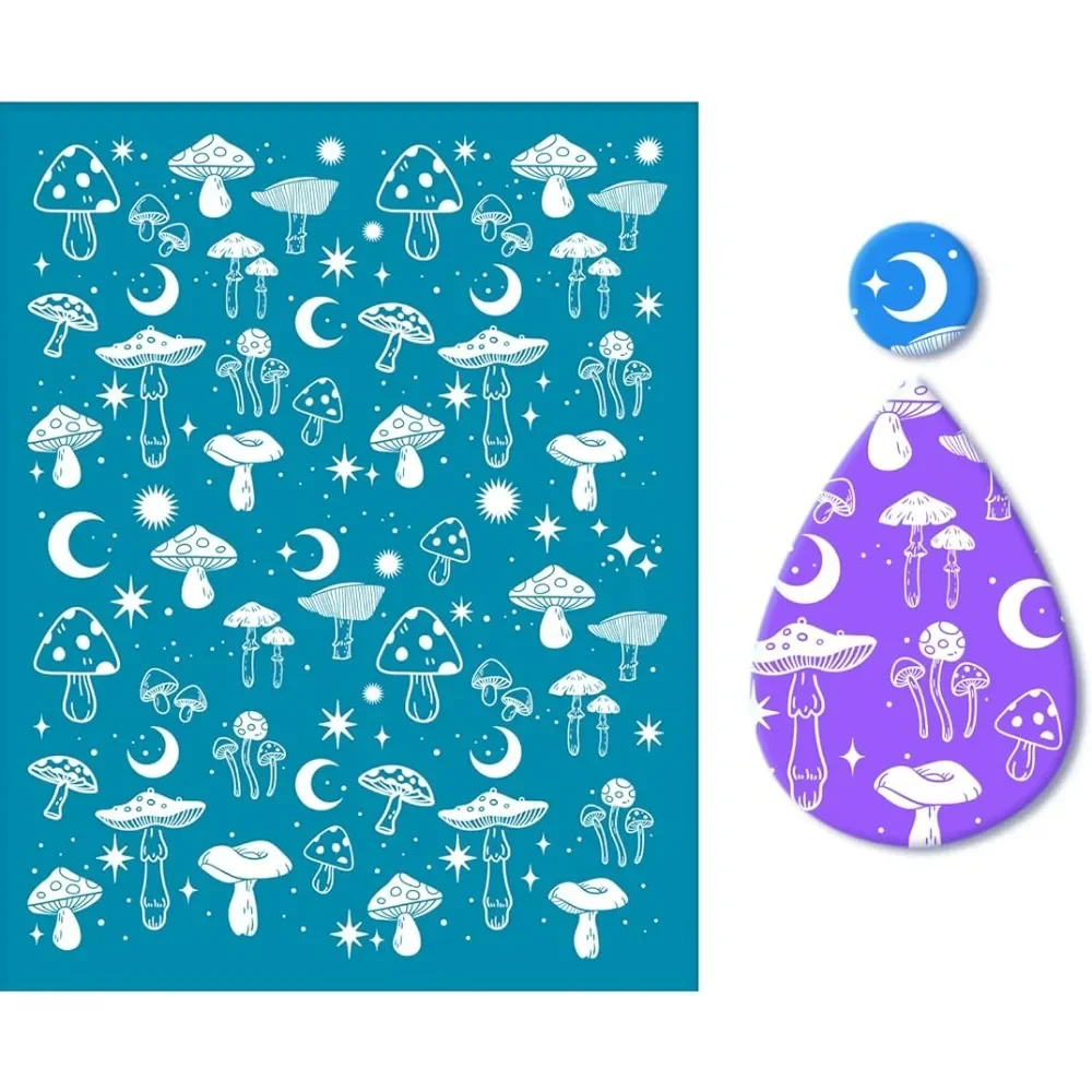 

Clay Stencils Mushroom Pattern Non-Adhesive Silk Screen Printing Stencils Reusable Mesh Stencils Transfer Washable