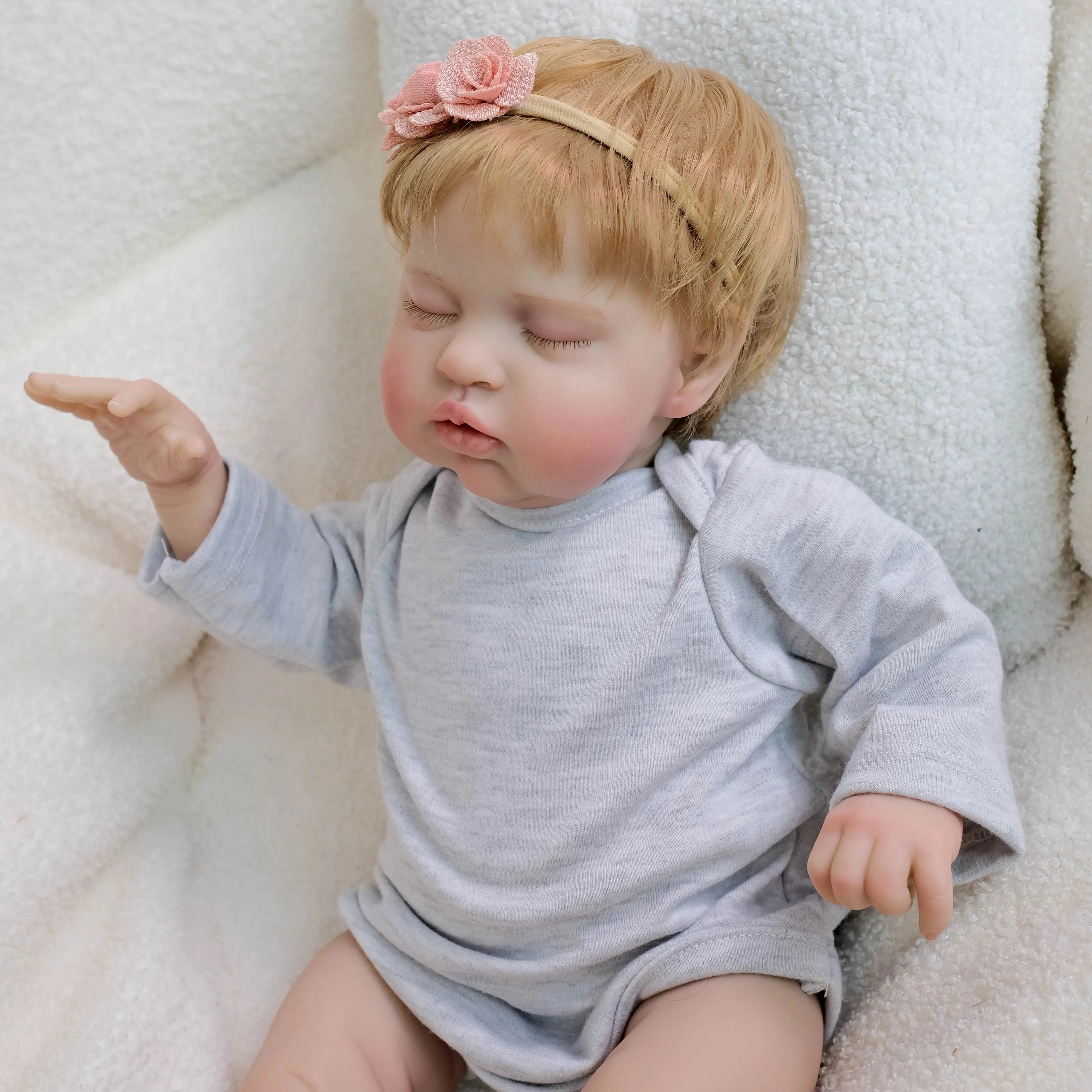 48CM Teddy Zacht Katoen Lichaam Levensechte Reborn Slapen Pop Meerdere Lagen Schilderen 3D Huid Zichtbare Aderen Hand Geworteld Haar