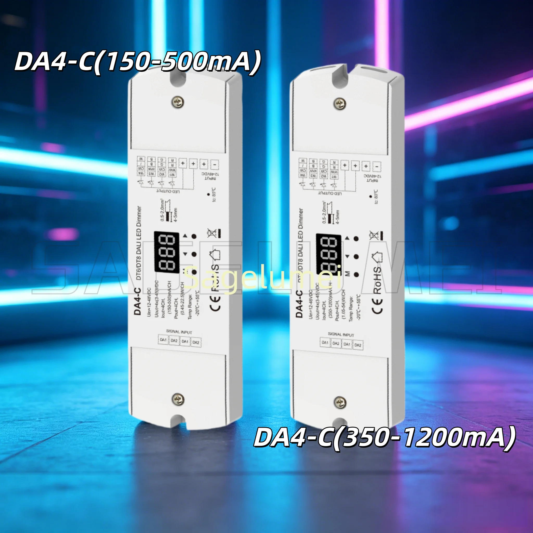 DALI Dimmer 350-1200mA 150-500MA 12V-48VDC Constant Current 4CH DA4-C(DT6/DT8) 24V 4 Channel CC Controller Drives LED Chip Lamp