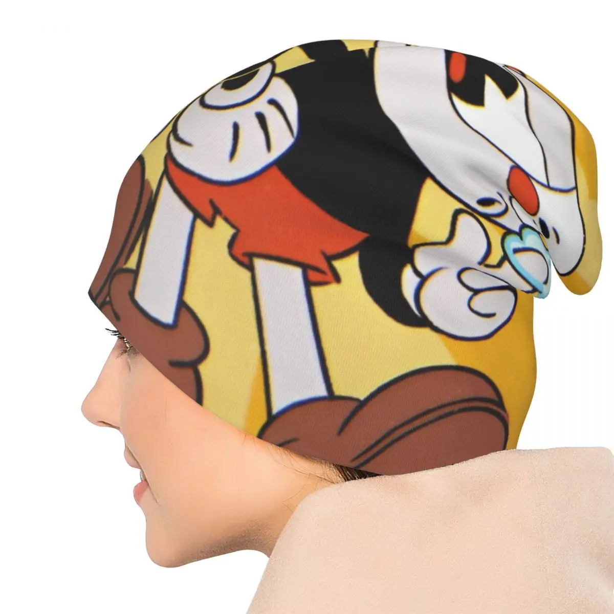 Cuphead Cuphead & Mugman Skullies Beanies Hat Great Retro Game Goth للجنسين قبعة تزلج دافئة ذات الاستخدام المزدوج قبعة بونيه #5