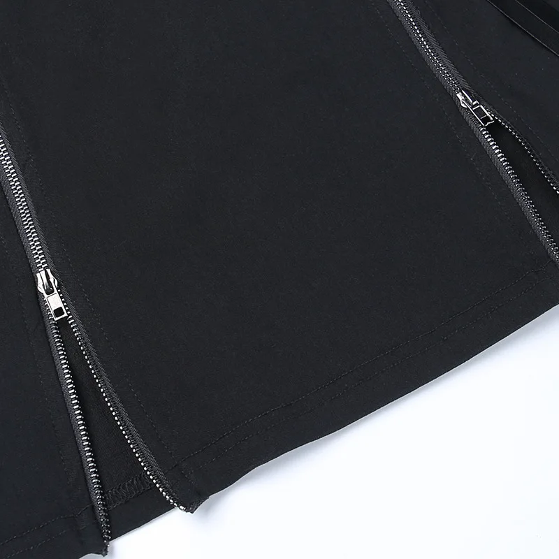 Goth Dark Gothic Split A-Line Skirts Double-Sided Zipper Slits 90s Streetwear Women Mall Gothic Dropped Mini Skirt Zip Edgy