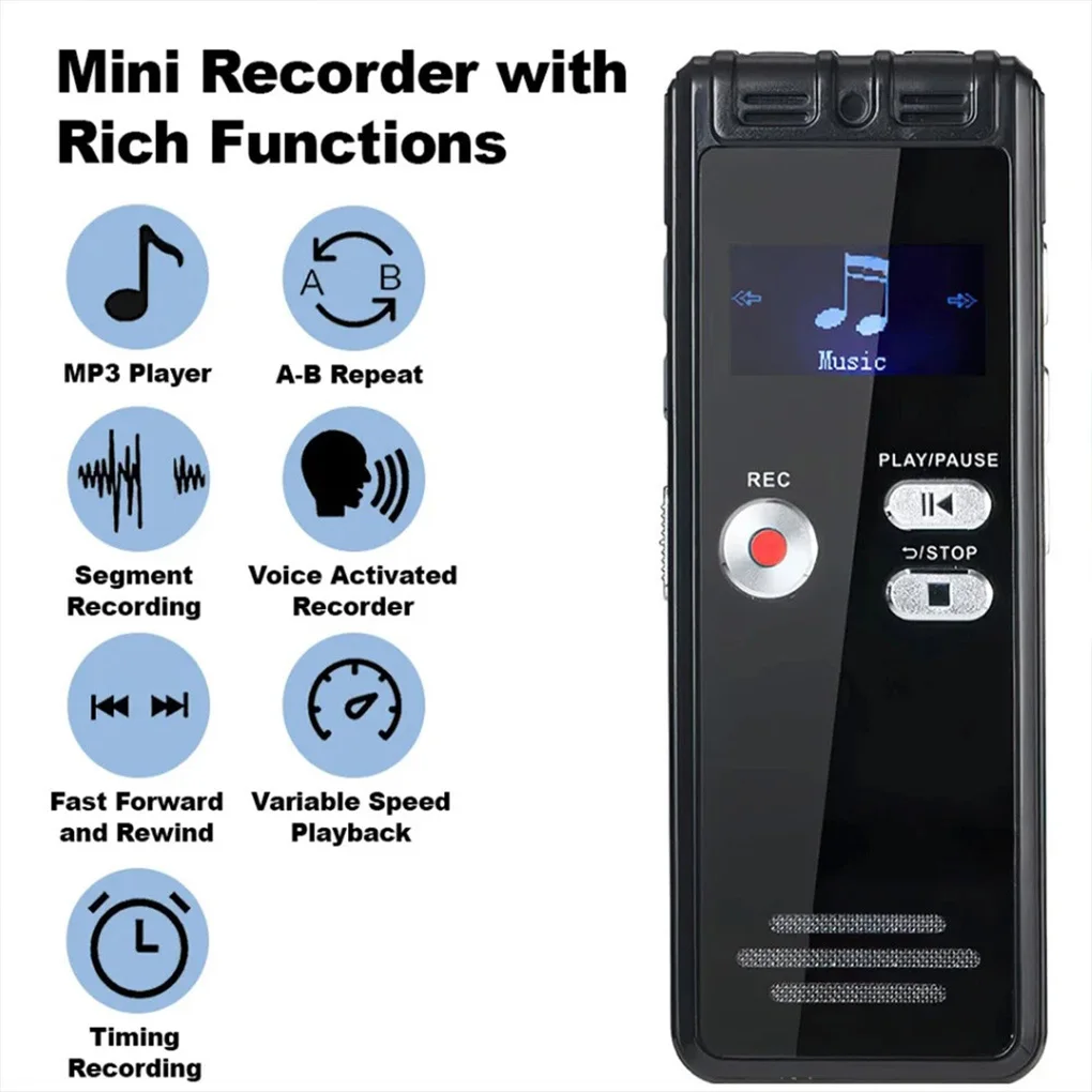 64G Digital Voice Recorder mini Voice Activated Recorder Playback MP3 Music Player with Mic HD Recording Timing Recording