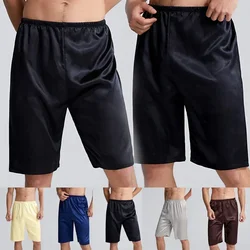 Casa masculina pijamas de cetim de seda shorts pijamas bottoms pijamas confortáveis calças 5 cores