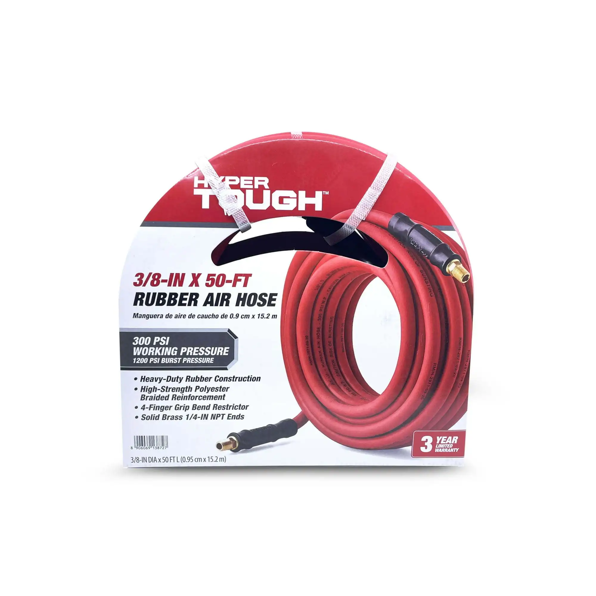 

Hyper Tough Rubber Air Hose 3/8" x 50'