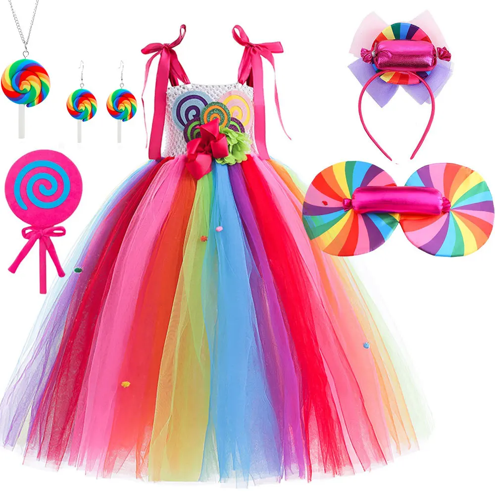 knee length dresses for ladies Girls' Candy Rainbow Lollipop Dress main image 1
