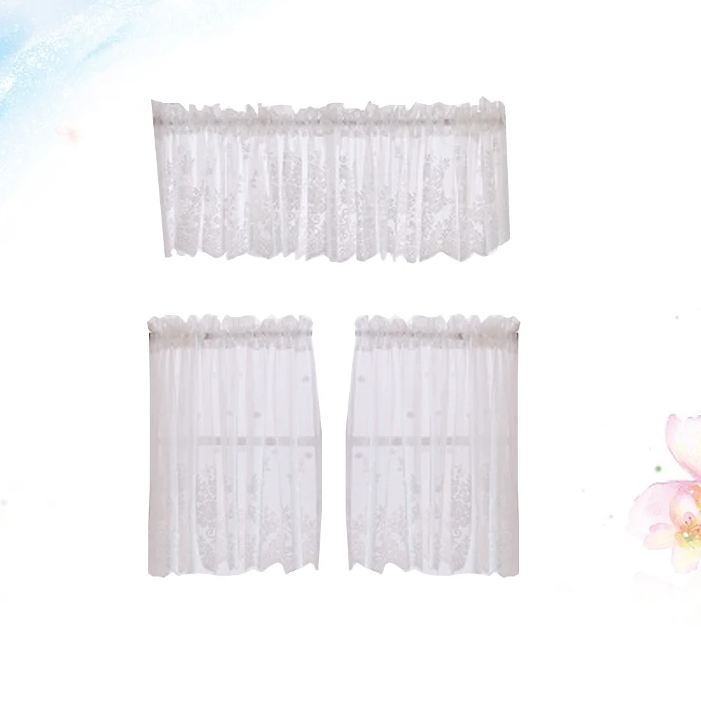 

Lace Curtains White Color Single Window Small Door Balcony Decoration Half for Windows Hollow Gauze Short Kitchen