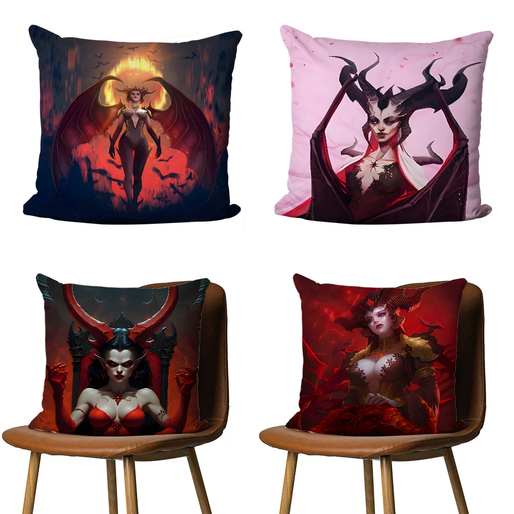 L-Lilith D-Diablo 4  Pillow Case DIY Pillowcase Home Office Decorative Pillowcase Bedroom Sofa Car Cushion Cover