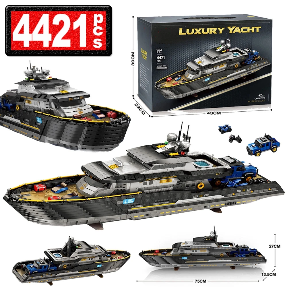 

4421 шт. роскошные строительные блоки для яхты MOC моторная лодка автомобиль круиз настольные украшения кирпичи детские развивающие игрушки «сделай сам» подарки на день рождения
