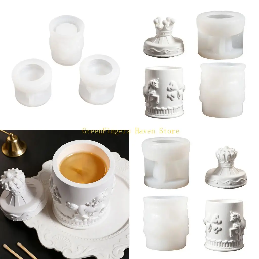 

F68D Carousel Horse Silicone Molds Silicone For Making Cup Jewelry Holder Jar Holiday Decoration Resin Art