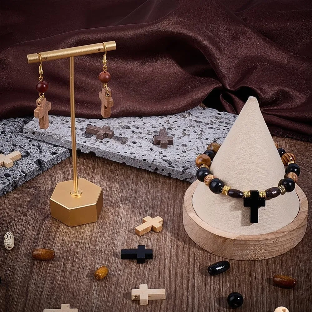 1 صندوق 290 قطعة الصليب خرزات خشبية عدة عيد الفصح خشبية الصليب الخرز الصليب الصلبان الصغيرة الصليب حبة السحر خشبية مستديرة خزر عازل #4