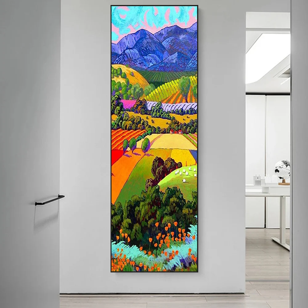 

Abstract Colorful Field Landscape Poster Prints For Living Room Home Decor Vintage Rural Farm Scenery Canvas Painting Wall Art