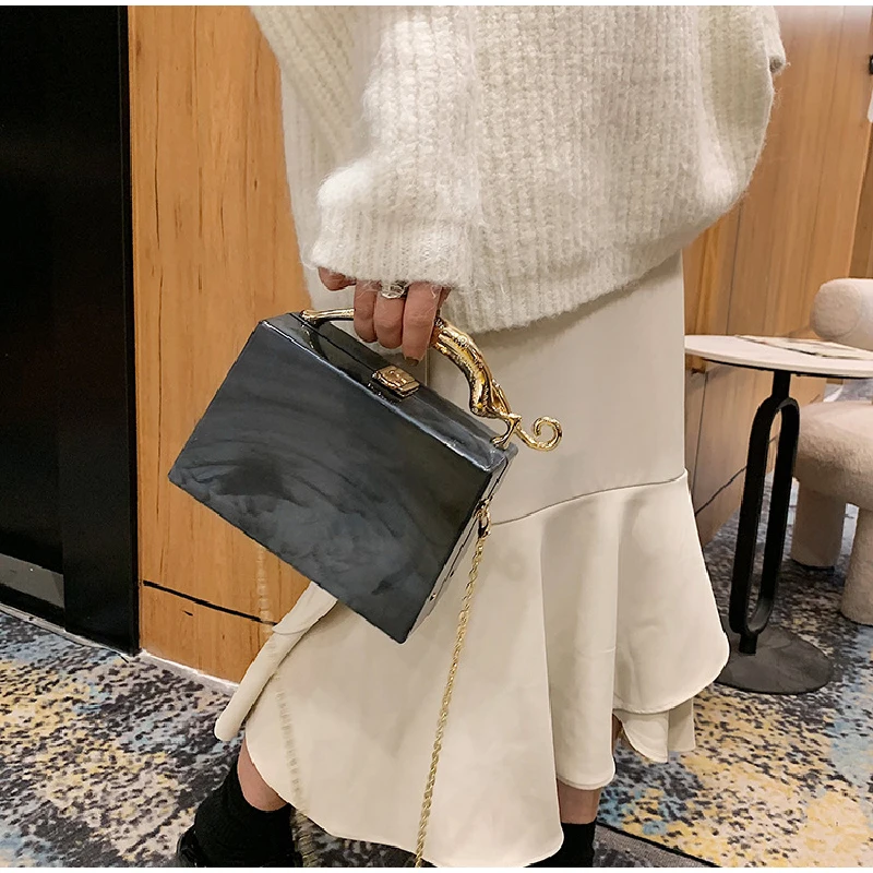 Women\'s Colorful Cluth Bags Box Bag, Leopard Handle Design Bag 2024 New Fashion Chain Bag, Shoulder Handbag Versatile Crossbody