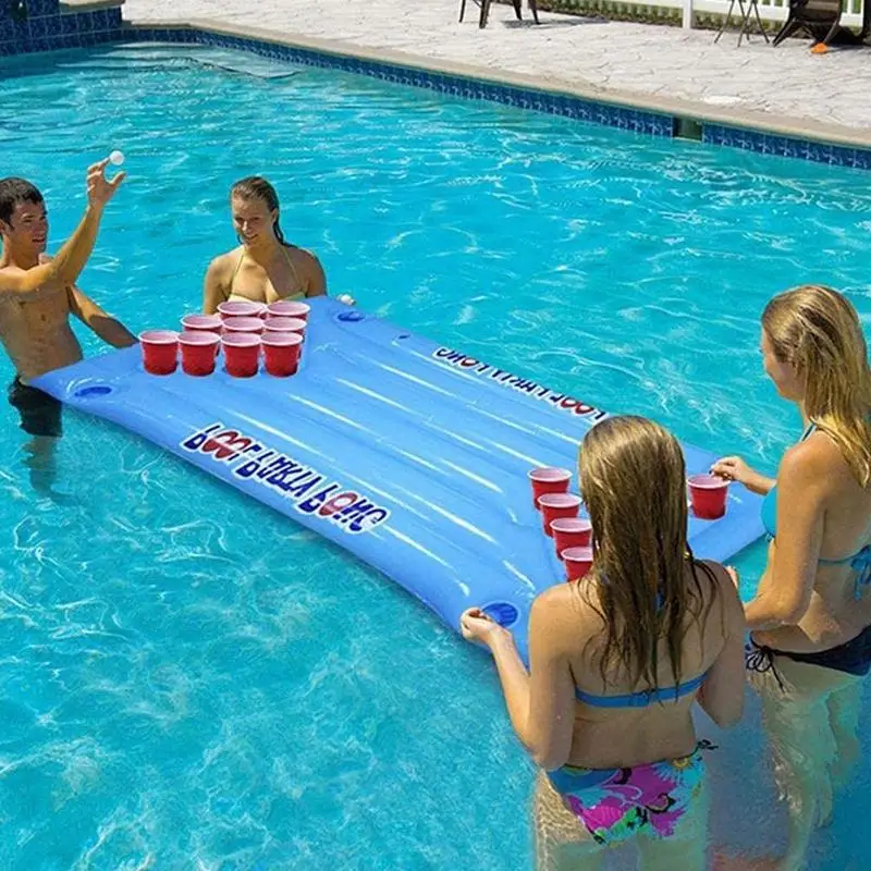 Beer Pool Table Floating Pingpong Raft Toy Beer Inflatable Pool Game Table Floating Raft Lounge For Women Men Outdoor Parties