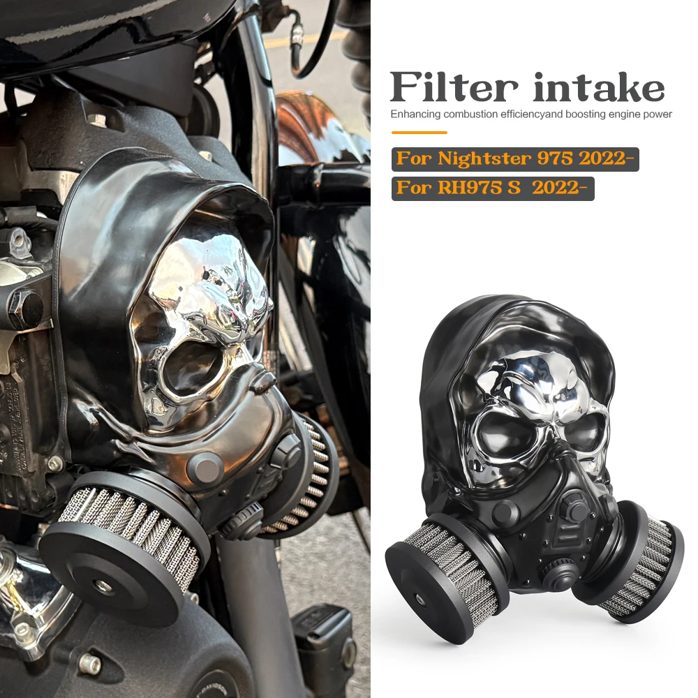 Motorcycle Accessories Air Cleaner Intake Filter System Aluminum Skull Style For Nightster 975 RH975 S 2022 2023 2024 2025