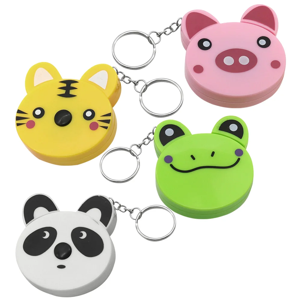 4PCS Cartoon Tape Measure 0-150cm 0-60Inch Key Ring Automatic Metric Imperial 60*57*14 Mm Tool Accessories For Measuring