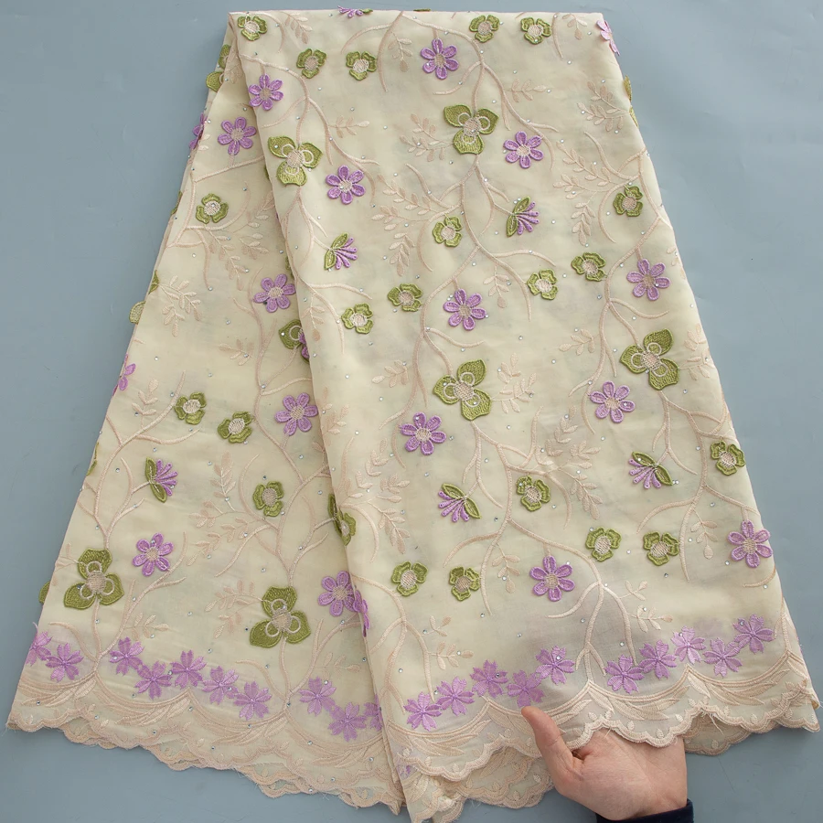 Französische Eleganz Afrikanischer Baumwollspitzenstoff Premium Schweizer Voile-Spitze mit Pailletten für Hochzeits-, Party- und Abendkleider