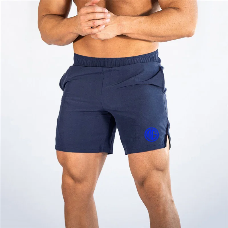 Men's Athletic Running shorts Polyester Quick Dry Breathable Gym Workout Shorts With Zipper Pockets Elastic Waist Summer Fitness