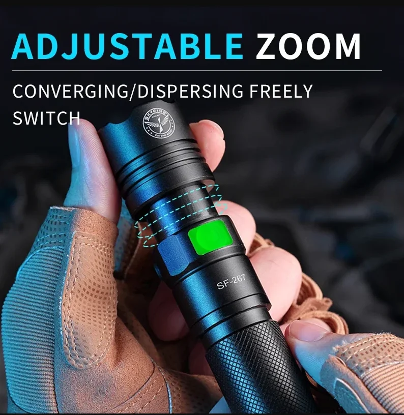 1000w high power LED flashlight portable USB chargable built-in battery 7800mah camping outdoor multifunctional emergency light