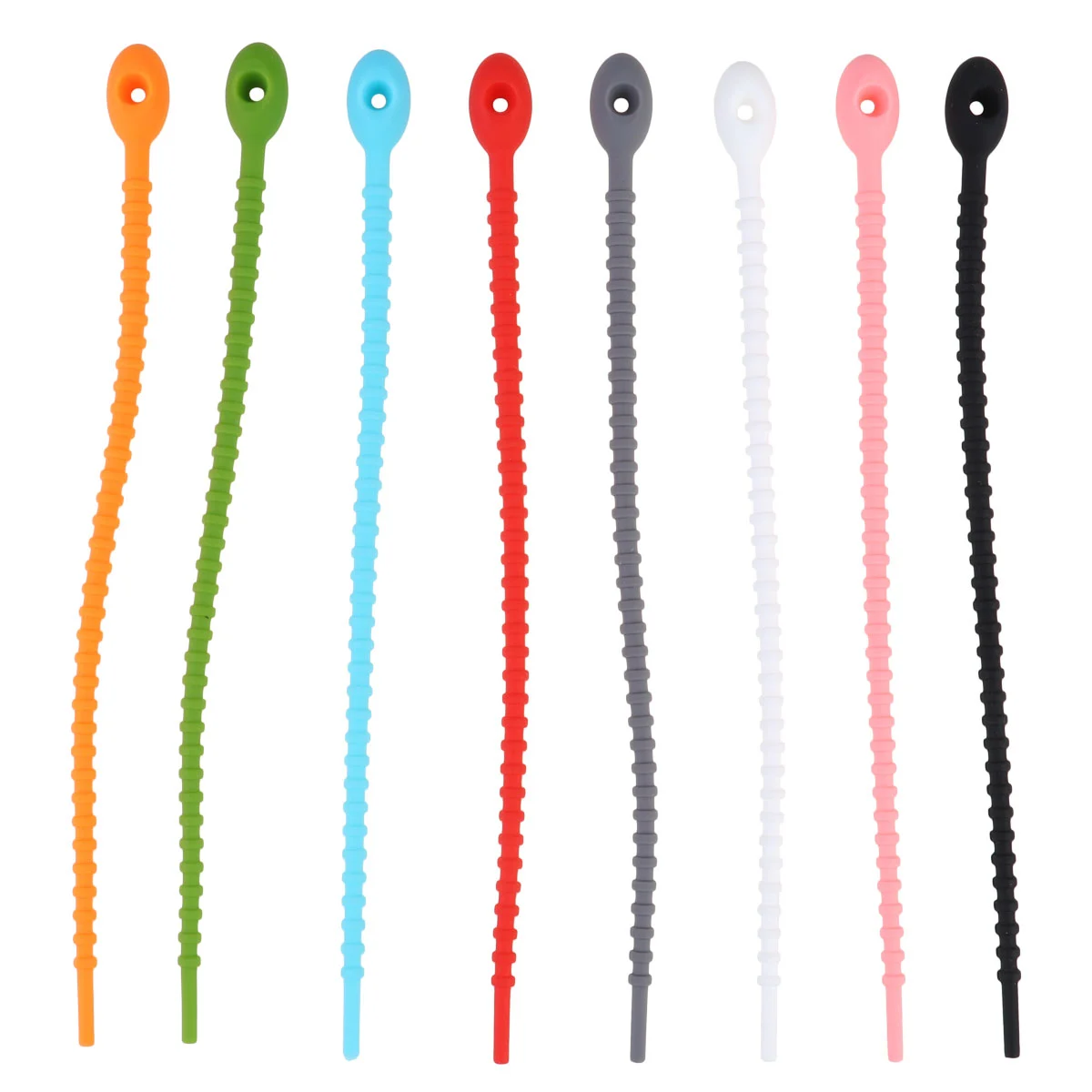 10PCS Silicone Cable Ties Zip Ties Reusable Data Line Wire Ties Binder Self-locking Fixing Rings (Random Color)